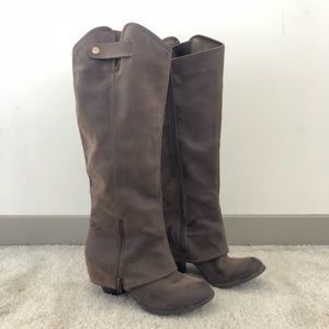 Suede Slouchy Knee-High Boots, Size 7.5